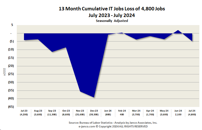 Net job market size changes by month