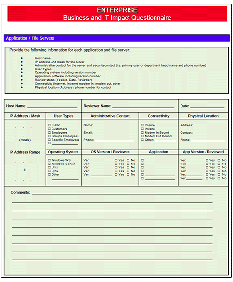 BIA File Server Assessment Form